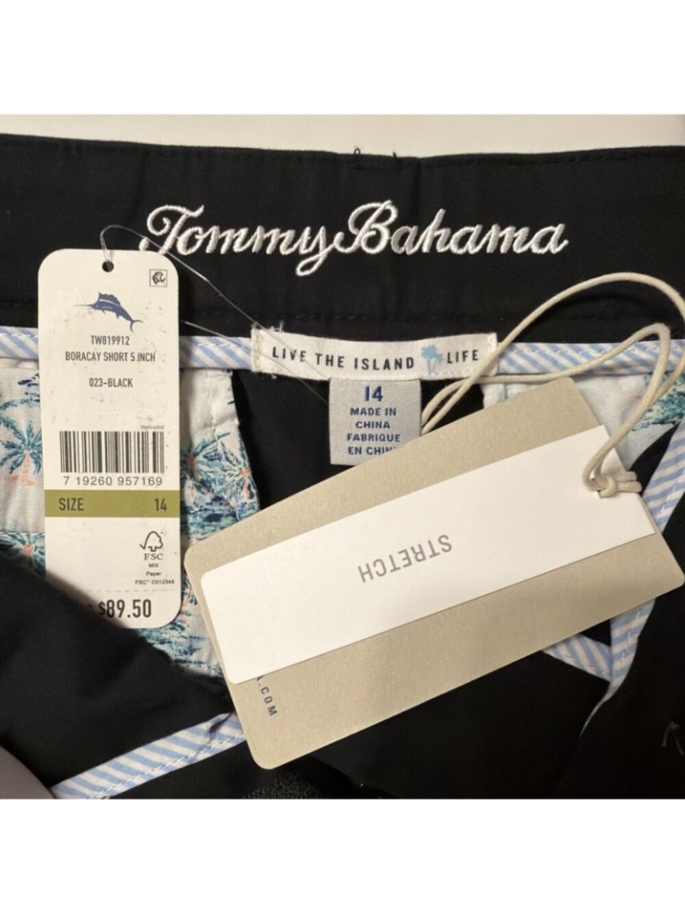 Tommy Bahama Women's Size 14 Black Boracay 5" Chino Shorts Stretch Cotton - Picture 4 of 6